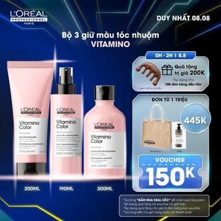 Combo Dầu gội 300ml, Dầu xả 200ml & Xịt dưỡng 190ml giữ màu tóc nhuộm & dưỡng tóc mềm mượt Vitamino Color
