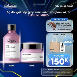 Combo gội và Dầu hấp giúp tóc suôn mềm, giảm xơ rối L'Oréal Professionnel Serie Expert Liss Unlimited