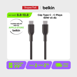 Cáp USB Type C - C Belkin Playa công suất 60w vỏ dù PVC dài 1 mét
