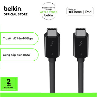 Cáp Thunderbolt 3 Belkin sạc 100W, truyền tải dữ liệu 40Gbps, xuất hình ảnh UHD 5k F2CD084