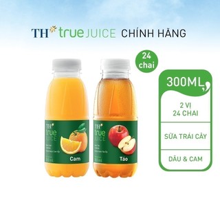 Thùng 12 chai táo tự nhiên & 12 chai nước cam tự nhiên TH True Juice 350ml
