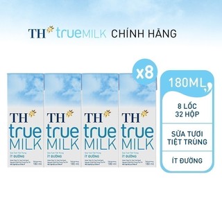 Combo 8 lốc sữa tươi tiệt trùng th true milk ít đường 180 ml l (180 ml x 32