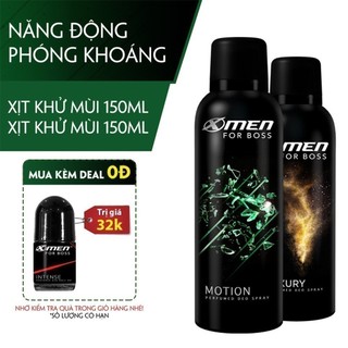 Combo chai Xịt khử mùi Motion 150ml + Chai Xịt khử mùi Luxury 150ml (X-men for Boss)