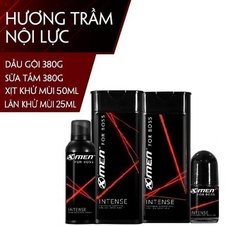 Combo Dầu gội nước hoa Instense 380g+Sữa tắm nước hoa 380g+Xịt khử mùi 50ml+Lăn Khử Mùi 25ml