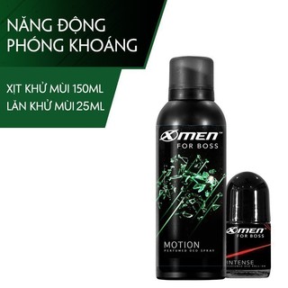 Combo Xịt khử mùi XMen for Boss Motion 150ml+Lăn khử mùi XMen For Boss Intense 25ml