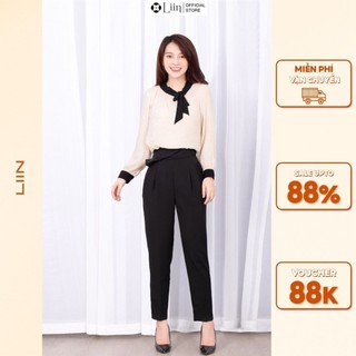 [Mã BMLT35 giảm đến 35K đơn 99K] Quần baggy Linbi màu Đen thiết kế Đai Chéo form công sở thanh lịch liin clothing Q3572