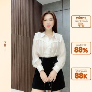 Áo sơ mi trắng viền bèo liin clothing - smd227swh-s23