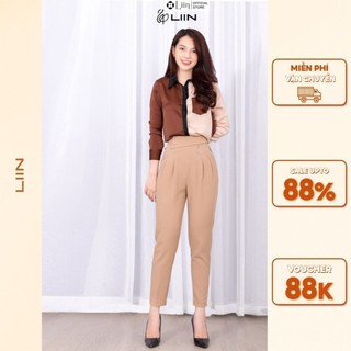 Quần baggy Linbi form công sở cách điệu đai chữ D thời thượng liin clothing Q3574