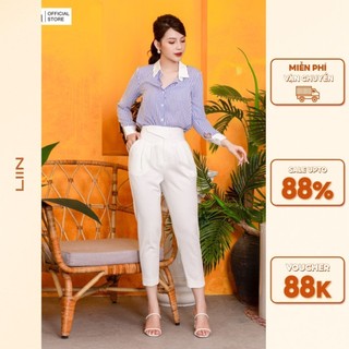 [Mã BMLT30 giảm đến 30K đơn 299K] Quần baggy trắng nữ Linbi thiết kế cạp sóng cực đẹp, sang trọng Liin clothing Q3426