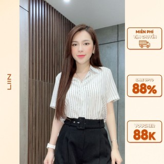 Áo sơ mi cộc kẻ sọc liin clothing- smc115pri-s23