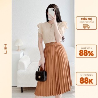 Chân váy xếp ly dáng xoè dài liin clothing thời trang công sở cao cấp - j4231