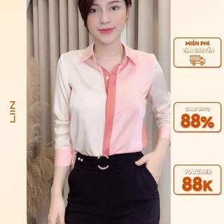 Sm3751 - áo sơ mi lụa hồng