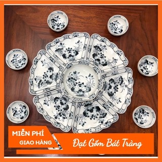 Bộ bát đĩa hoa mặt trời vẽ tay các mẫu gốm sứ bát tràng