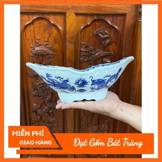 Bát đựng gà cúng - hoa quả gốm sứ bát tràng men lam