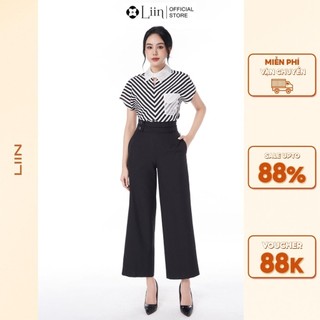 Quần suông linbi chất vải mango màu đen mặc tôn dáng, phong cách trẻ trung liin clothing QD3723