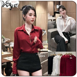 Áo sơ mi lụa cao cấp tay cách điệu sang chảnh, áo sơ mi nữ chất siêu mát hàng loại 1
