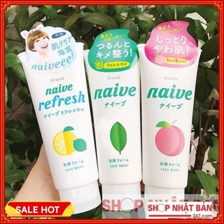 Sữa rửa mặt kèm tẩy trang refresh hương chanh Naïve 200g Nhật Bản