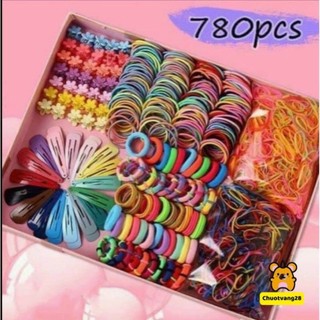 Hộp chun tóc- kẹp tóc siêu cute cho mẹ và bé 780 chi tiết
