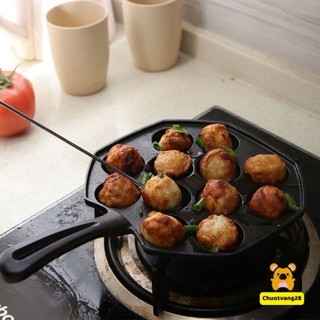 Chảo chiên làm bánh tròn bánh bạch tuộc 12 ô chống dính dùng được bếp từ