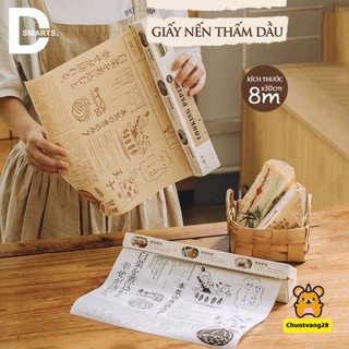 Giấy nến thấm dầu họa tiết báo chí an toàn vệ sinh (Cuộn 8M chống bám dính,thấm hút dầu mỡ cực tốt)