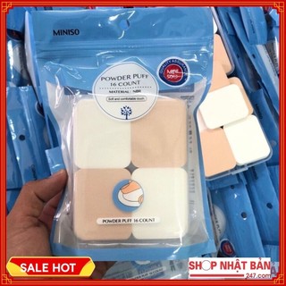 Bộ 16 bông mút đánh phấn hình vuông mềm mịn Miniso Nhật Bản
