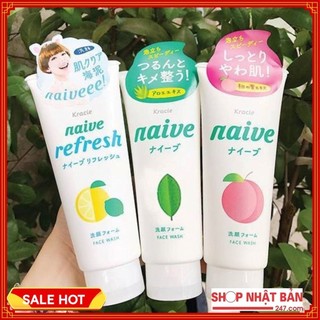 Sữa rửa mặt refresh hương chanh Naïve 130g Nhật Bản