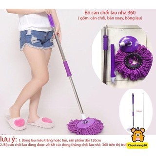 Cây chổi lau nhà xoay 360 độ thân inox kèm bông lau