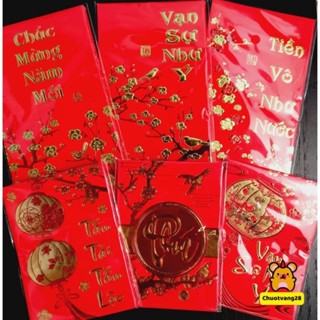100 bao Lì Xì Nhung Đỏ Truyền Thống Chữ Tiếng Việt Mẫu Mới