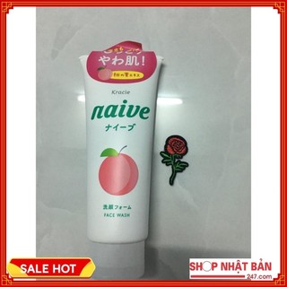 Sữa Rửa Mặt Kracie Naive Chiết Xuất Lá Đào Cho Da Khô 130g Nhật Bản