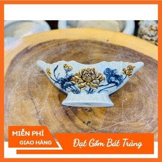 Đồ thờ cúng- bát thuyền gà men rạn đắp nổi cao cấp bát tràng