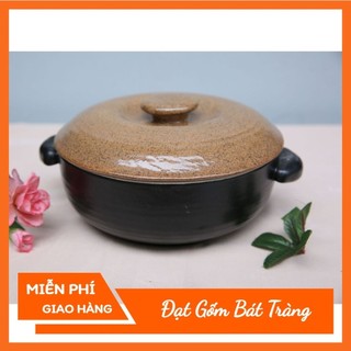 Âu cơm hộp đựng cơm men gốm - gốm sứ Bát Tràng