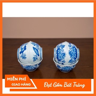 COMBO 10 bát cúng men trắng vẽ hoa sen gốm sư bát tràng 