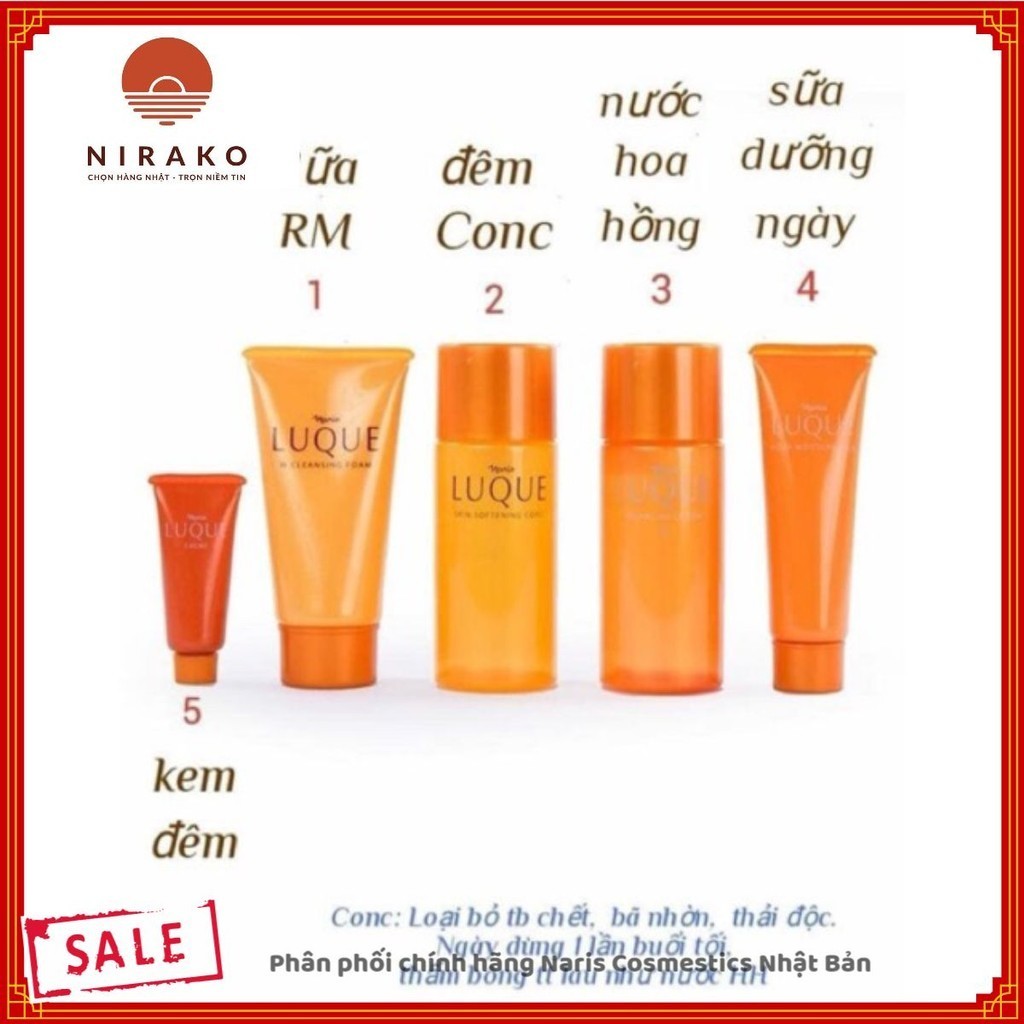 Bộ dưỡng trắng da và ngăn ngừa lão hoá 5 sản phẩm Naris Luque New Nhật Bản