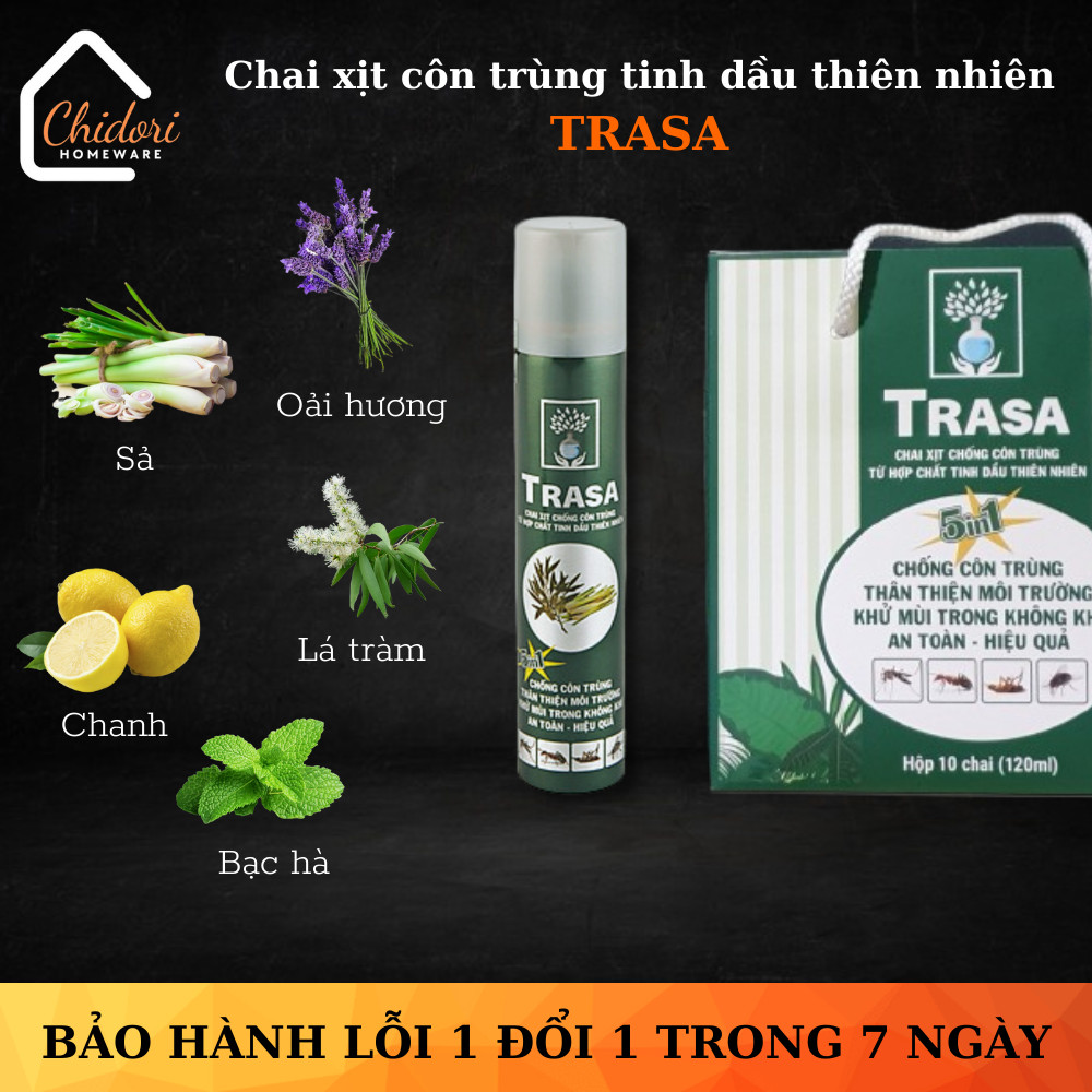 HOẢ TỐC - Chai xịt muỗi, chai xịt côn trùng thành phần tự nhiên Trasa 120ml - PP CTy Tràm Dược