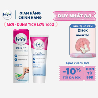 [MỚI] Kem tẩy lông Veet Pure cho da nhạy cảm, hộp lớn 100g tiết kiệm, công thức Pure cải tiến