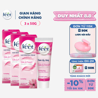 Bộ 3 chai Kem tẩy lông Veet cho da thường 50g/tuýp
