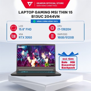 Laptop gaming msi thin 15 b13uc 2044vn i7-13620h| 3050| 15.6" fhd