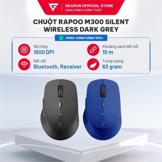 Chuột Rapoo M300 Silent Wireless Dark Grey/ Blue Wireless Receiver / Bluetooth