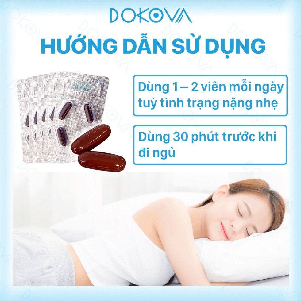 Viên Uống Ngủ Ngon DOKOVA SWEET DREAMS Hỗ Trợ Ngủ Đủ Giấc Sâu Giấc Dưỡng Tâm An Thần Hộp 20 Viên - Hàng Chính Hãng