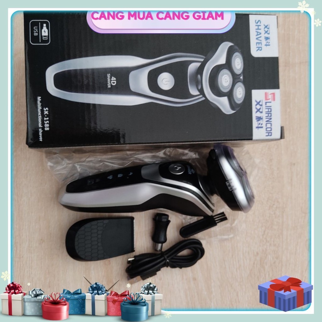 Máy cạo râu đa năng SHAVER SK 1588 4D - máy cạo râu thông minh 3 trong 1 lưỡi tự mài LU .
