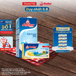 Combo làm bánh - bơ lạt anchor 200g + sữa tươi anchor nguyên kem 1l
