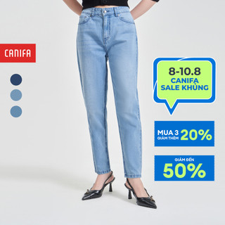 Quần jeans nữ canifa chất liệu cotton dáng rộng cạp cao 6bj24s002