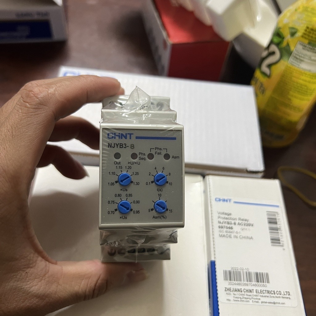 Chint Relay Rơle NJYB3-8 Bảo Vệ Pha, Quá Điện áp, Thấp Áp, 3P/380v (Hàng Chính Hãng)