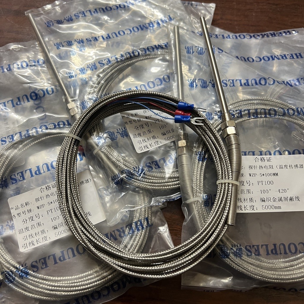 Dây Cảm Biến Nhiệt Độ WZP PT100, Dây Can Nhiệt PT100 Phi 5 Dải Nhiệt Độ -20~400°C