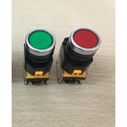 Nút nhấn giữ (nhấn chết) có đèn phi 22 LA39 xanh, đỏ, vàng (nút ấn giữ có đèn phi 22)