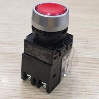 Hanyoung nút nhấn nhả có đèn viền nhôm phi 22 mrx-rm1a0 mrx-rm1d0 220vac/24vdc