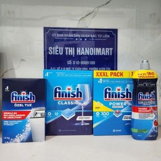 Combo 100 viên hoặc 90 viên finish + Muối rửa bát Finish 1.5kg + Nước làm bóng bát Finish 750ml