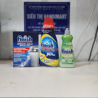 Combo nước rửa bát finish gel 1000ml + muối finish 1.2kg + nước làm bóng bát finish 400ml hữu cơ eco 0%