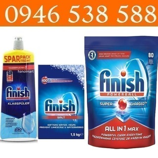 Combo 94 Viên rửa bát Finish all in one  + Muối Finish 1.5kg + Nước làm bóng finish 800ml Finish.edu.vn