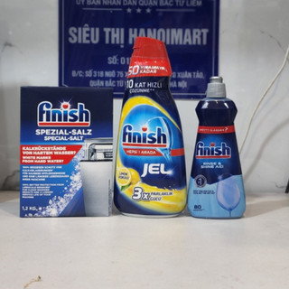 xà phòng nước rửa bát Finish Gel All in 1 Max 1000ml + Muối rửa bát finish 1.2kg + Nước làm bóng bát finish 400ml combo